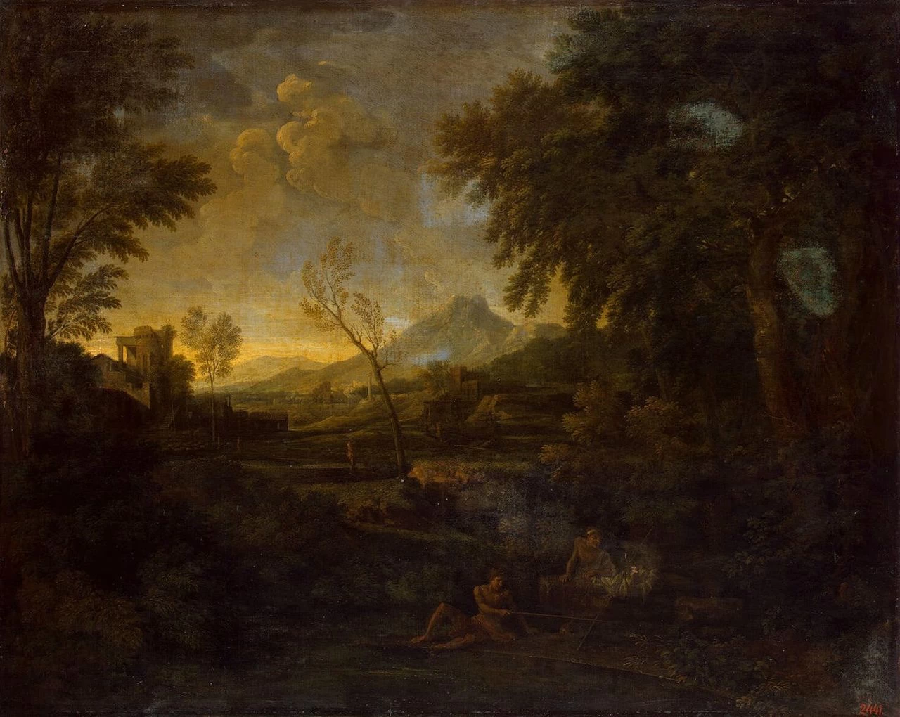 Gaspard Dughet - 240, Paesaggio con pescatore